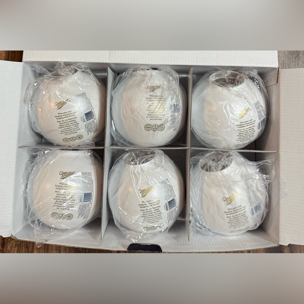 Miller Lite Beernament Set of 6 Christmas Ornaments No Tops - Picture 2 of 4